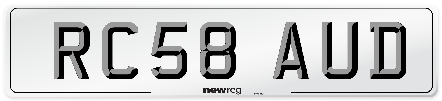 RC58 AUD Number Plate from New Reg